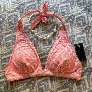 Reyn Spooner Pink Lahaina Floral Halter Bikini Top NWT Hawaiian Vacation 🌺😎🌺